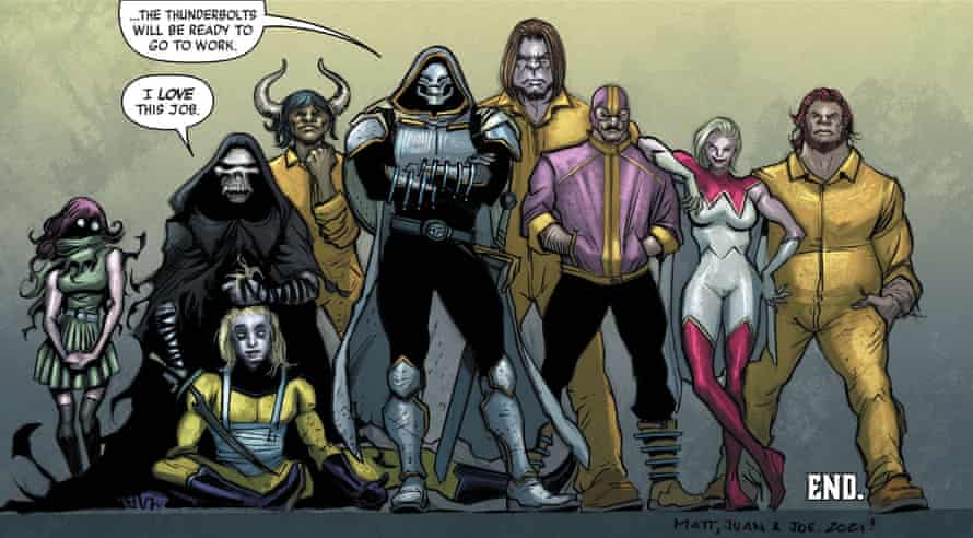 Happily evil... Thunderbolts, a bunch of villains doing really good things for really bad reasons.