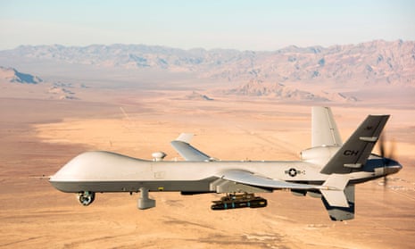 A US Air Force drone flying over the Nevada test and training range on 14 January 2020.