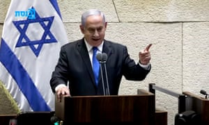 Screengrab from Reuters vision of Benjamin Netanyahu vowing to return to power after losing the Israeli election.