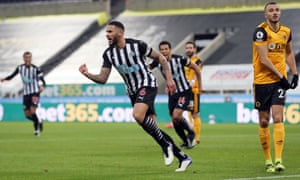 Newcastle United’s Jamaal Lascelles celebrates scoring their side’s first goal.
