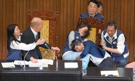 Taiwan’s MPs came to blows over the debate.