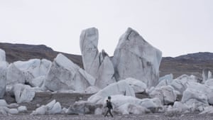 These are stranded icebergs that have broken off from a nearby glacier