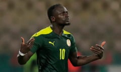 Sadio Mané celebrates after finishing off a ruthless counter-attack to secure Senegal’s place in the final.