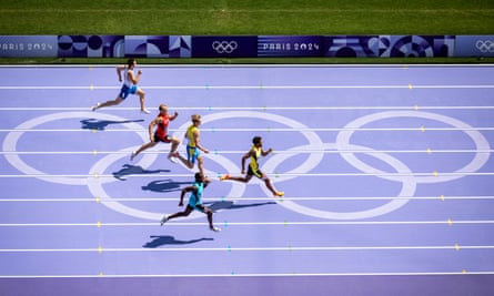 Men’s 200m repechage round at the Stade de France during the Paris 2024 Olympics.