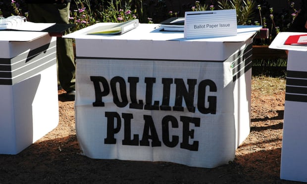 A voting box in a tiny Aboriginal community near Alice Springs in the Northern Territory. Two men from Arnhem Land Pair allege the AEC’s requirement for people to have a street number and postal address to be listed on the electoral role is discriminatory.
