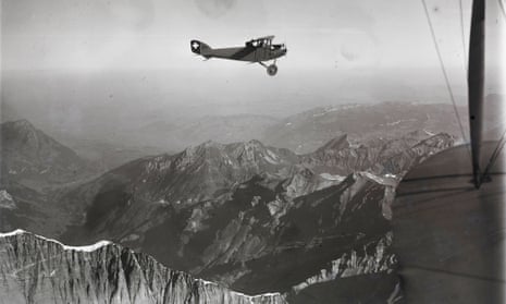 Walter Mittelholzer in a biplane