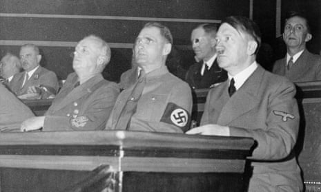 From the right, Adolf Hitler, Rudolf Hess (last public appearance before his flight to England), Joachim von Ribbentrop, 4 May 1941.