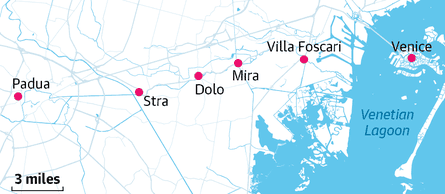 Travel map of Brenta Venice