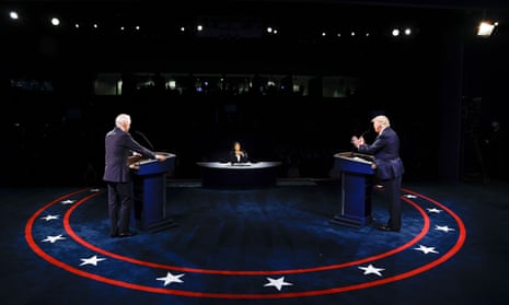 Donald Trump and Joe Biden at a presidential debate in Nashville, Tennessee, on 22 October 2020. 