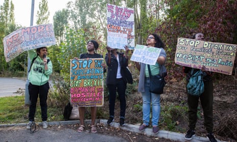 A protest outside Harmondsworth detention centre following the death on 12 September 2019 of Oscar Okwurime, a detainee from Nigeria.