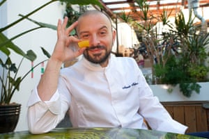 Antonio Alderuccio at his restaurant, Plant Club in London. The chef is pictured with his award winning gluten-free pasta.