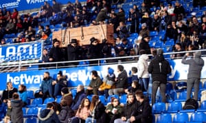 Supporters of Alavés stage a mock funeral ahead of the visit of Levante in February in protest at the game being moved to a Monday.
