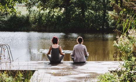 Meditation by the lake at 42 Acres near Frome.