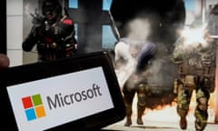 File - The logo for Microsoft, and a scene from Activision "Call of Duty - Modern Warfare," are shown in this photo, in New York, Wednesday, June 21, 2023. A judge handed Microsoft a big victory on Tuesday, declining to stop its $69 billion takeover of video game maker Activision Blizzard. (AP Photo/Richard Drew, File)