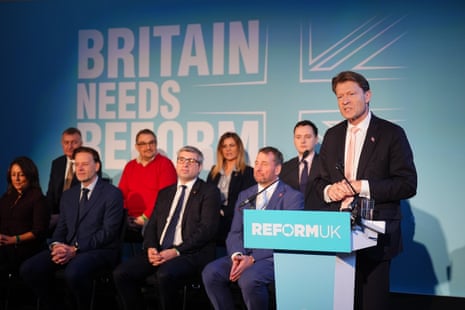 Richard Tice speaking at a Reform UK press conference at Church House, Westminster, in London this morning.