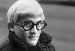 David Hockney, 1966Jane asked Hockney to pose outside his front door for this portrait because she always favoured natural light. She loved the bold graphic quality of the trademark glasses and the astrakhan coat.