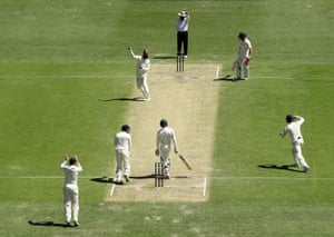 Moeen Ali and England celebrates after Usman Khawaja is trapped lbw.