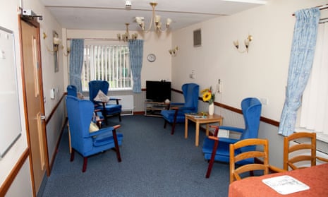 An empty lounge in a nursing care home in England.
