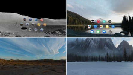 Various immersive environments of the Vision Pro.