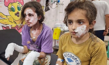 Injured children at al-Aqsa hospital in Deir al-Balah