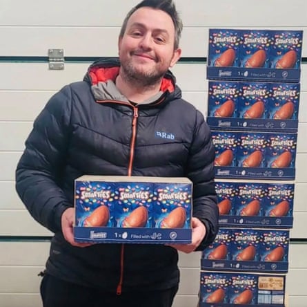 Dan Dafydd with some of the Easter eggs he raffled off for the RNLI.