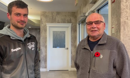 writers groups calgary Anton Hood with Chartwell Colonel Belcher retirement resident Bill Dench.