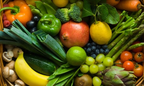hamper of mixed fruit and vegetables
