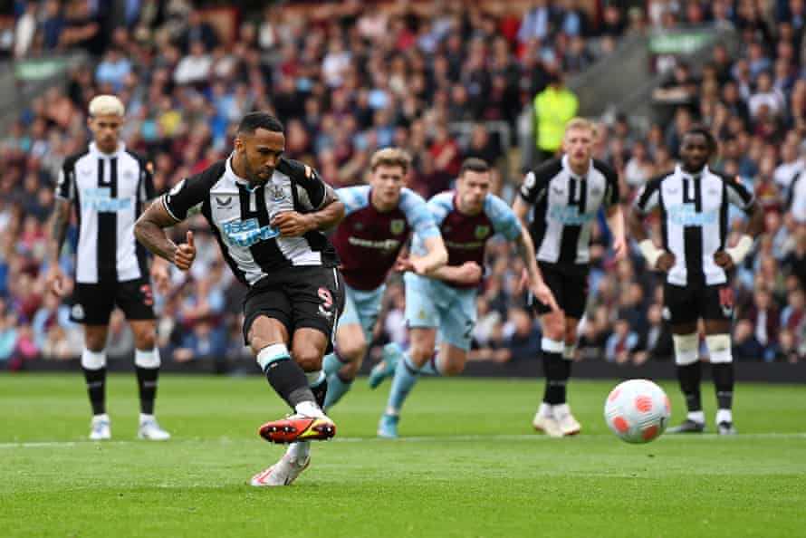 Callum Wilson tucks away the penalty. Big trouble for Burnley.