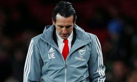 Arsenal manager Unai Emery during his final game in charge, Thursday night’s 2-1 home defeat to Eintracht Frankfurt.
