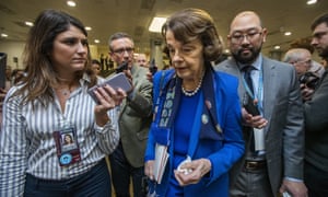 Dianne Feinstein speaks to reporters at the Capitol in Washington.