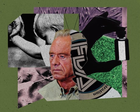 Collage of photos of Robert F Kennedy Jr, a child holding a hand and an FDA symbol