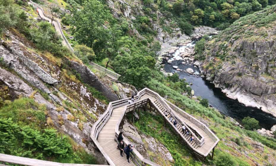 We walked the world’s longest suspension bridge in Portugal’s natural playground 4 The wooden passadiço down the ravine in the Geopark.