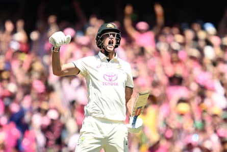 Beau Webster of Australia celebrates hitting the winning runs in the fifth Test against India last year.