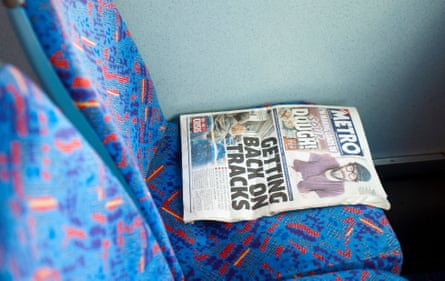 A Metro newspaper left on a bus seat