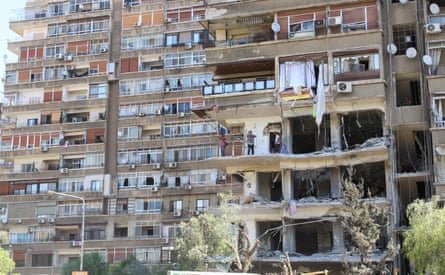 A damaged block of flats