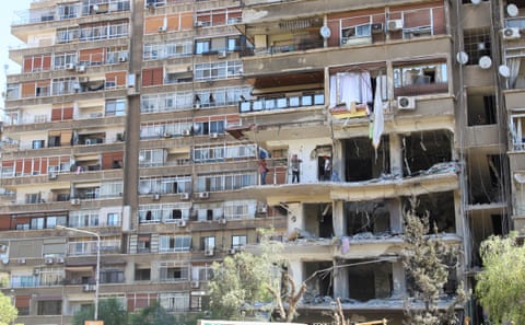 A damaged block of flats