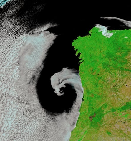 cyclonic rotation off the coast of Portugal