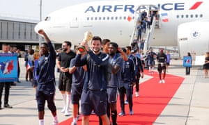 The France team return from the World Cup in Russia.