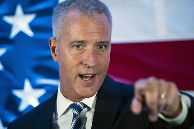 Democratic primary candidate Representative Sean Patrick Maloney delivers his victory speech during an election night party in Peekskill, New York, on Tuesday.