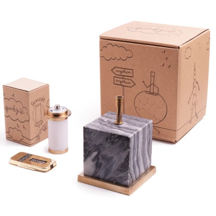 Pooky doorstop rechargeable table lamp in black marble