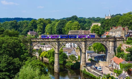 A Northern Rail train on the viaduct over the River Nidd, Yorkshire