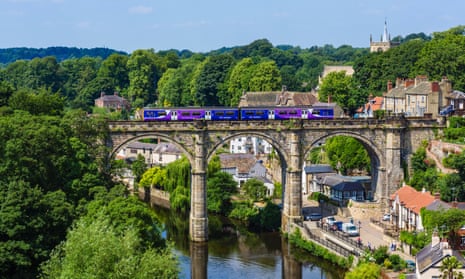 Northern Rail train on the viaduct over the River Nidd