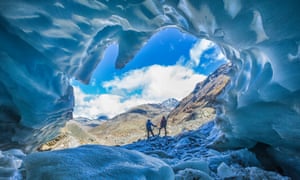 A view inside the Forni glacier in the Stelvio national park in Lombardy.