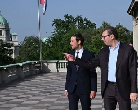 Jared Kusher and the Serbian president, Aleksandar Vučić, in Belgrade. Photograph: Instagram/Aleksandar Vucic