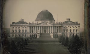An early photograph of the US Capitol, a daguerrotype, by John Plumbe.