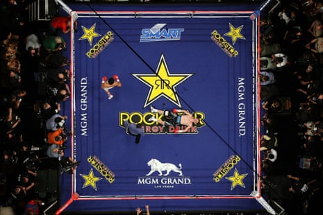 A bird’s eye view of Manny Pacquiao walking away from Ricky Hatton after a devastating second round knockout defeat