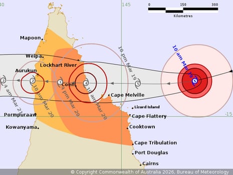An image of the route tropical cyclone Narelle is expected to take.