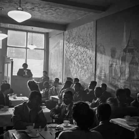 People break for refreshments during the fifth Pan-African congress at Chorlton-upon-Medlock town hall in October 1945.