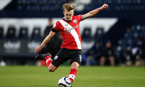 Southampton's James Ward-Prowse shoots from a free-kick against West Brom