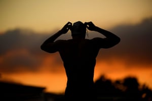 Cate Campbell trains into the last light of day in preparation for the 2019 World Swimming Championships (Gwangju Korea) to be held in the coming weeks. Cairns Tobruk Pool, Cairns Australia, July 7 2019.